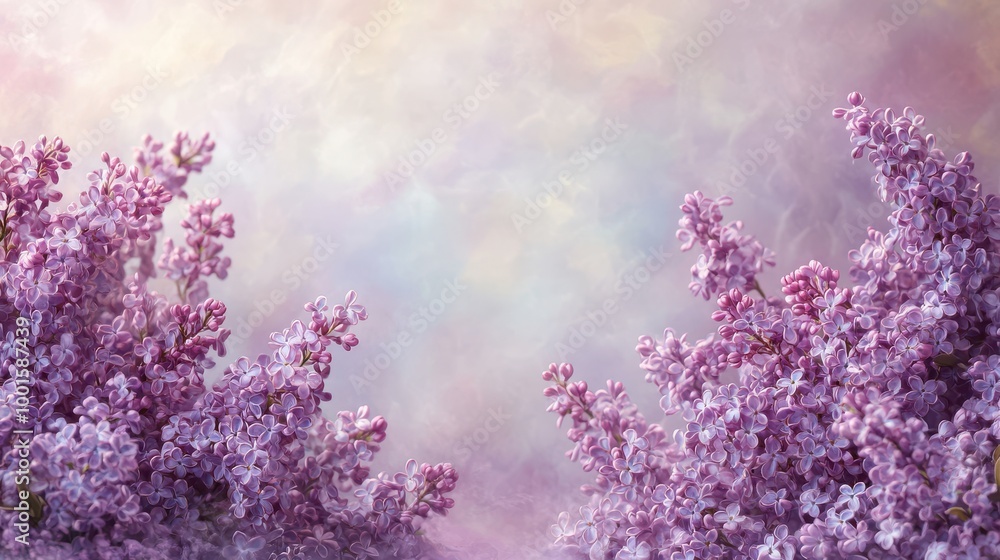 Purple lilac flowers in spring on a bright fuzzy background Purple lilac flowers in spring on a bright fuzzy background