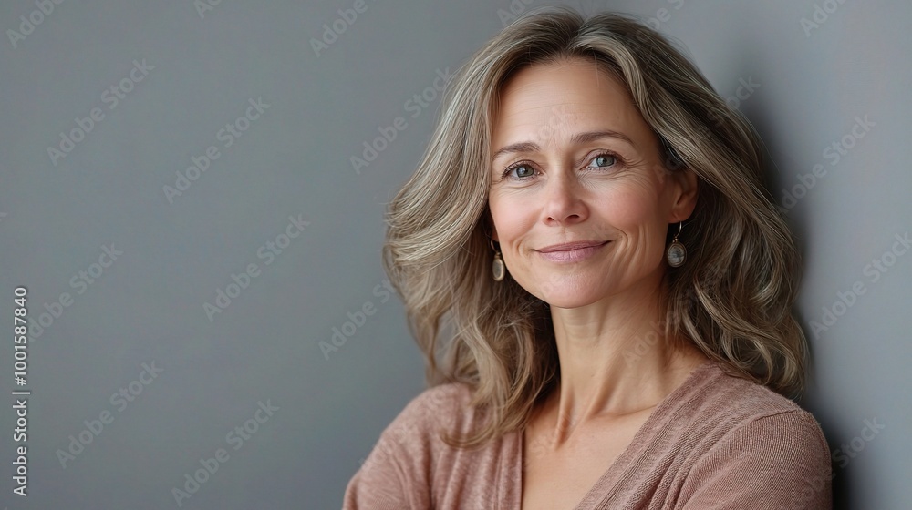 Natural Smile of a Confident Woman in Soft Light Natural Smile of a Confident Woman in Soft Light