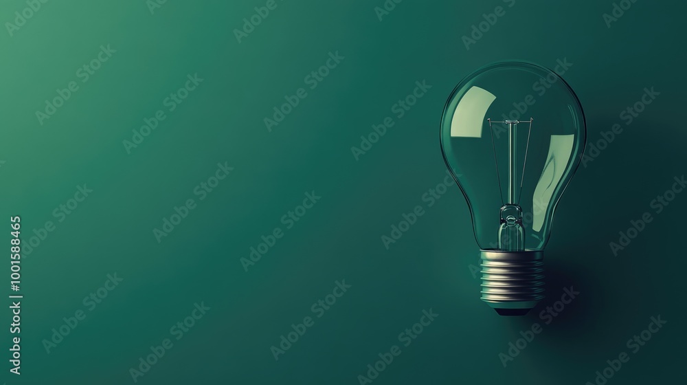 Minimalist lightbulb design with a rich green background, clean area for text insertion Minimalist lightbulb design with a rich green background, clean area for text insertion