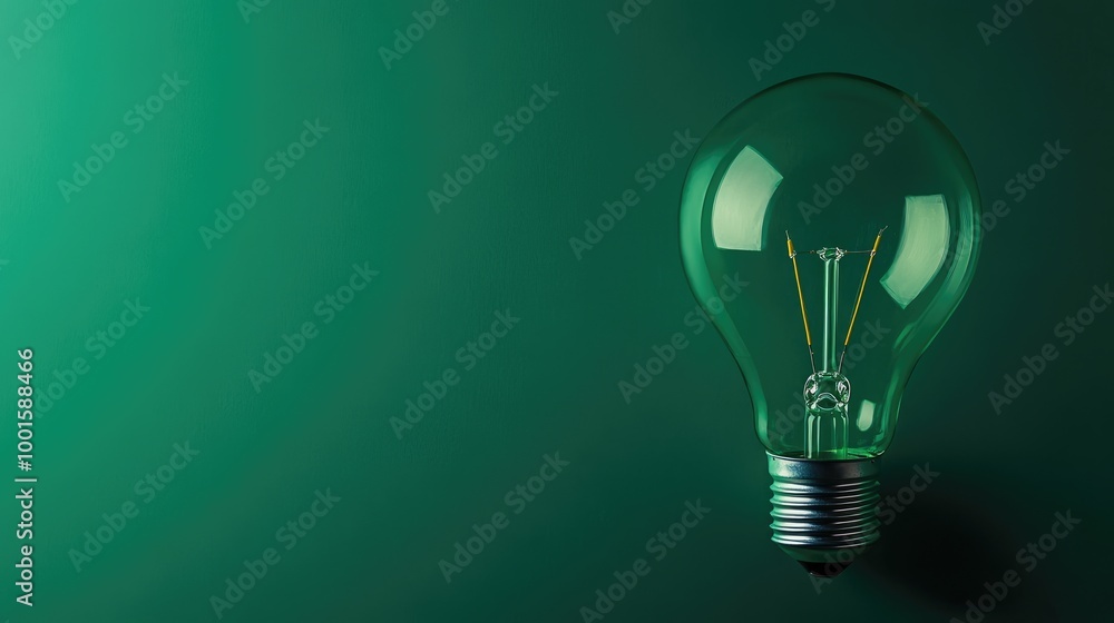 Minimalist lightbulb design with a rich green background, clean area for text insertion Minimalist lightbulb design with a rich green background, clean area for text insertion