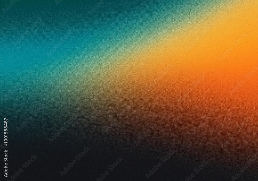 Obraz premium Abstract teal orange yellow black grainy color gradient background noise texture effect