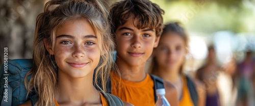 Young hikers smiling and looking at the camera