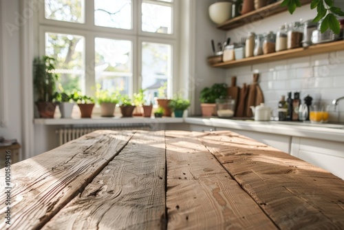 A kitchen with a wooden countertop and a sink, generative ai image