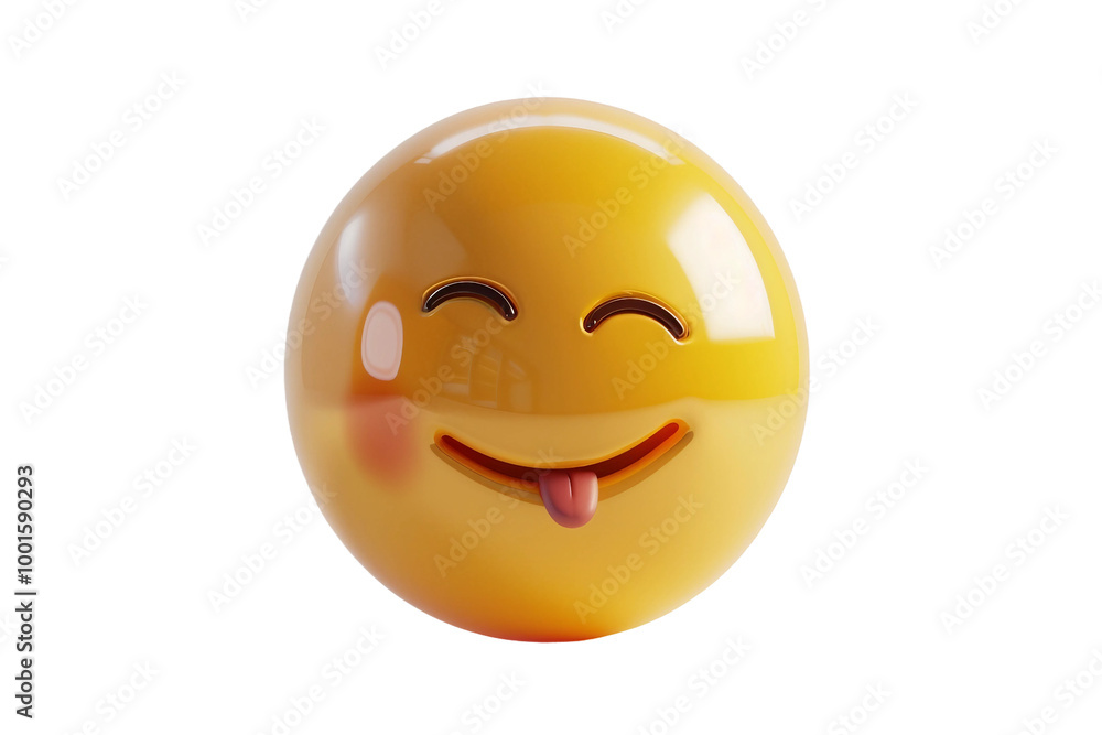 Fototapeta premium Winking Face Emoji with Tongue Out Isolated on Transparent Background