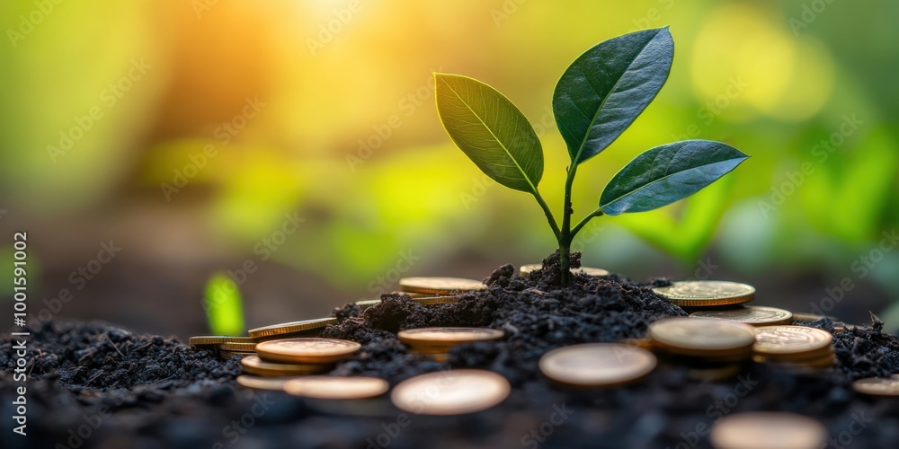 Plant a tree on coin pile with business ideas for finance, saving and economic growth. Plant a tree on coin pile with business ideas for finance, saving and economic growth.