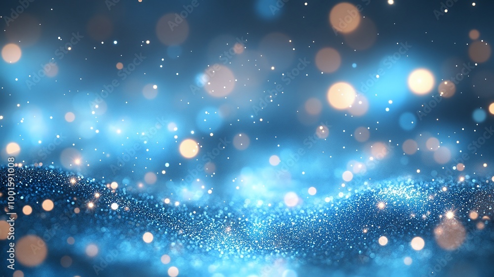 glowing soft blue bokeh background with abstract 3D rendering of bright light glitter sparkles, creating an elegant and shimmering visual design glowing soft blue bokeh background with abstract 3D rendering of bright light glitter sparkles, creating an elegant and shimmering visual design