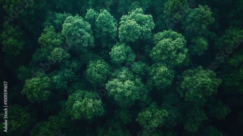 Aerial top view forest tree Rainforest ecosystem and healthy environment concept and background Texture of green tree forest view from above : Generative AI