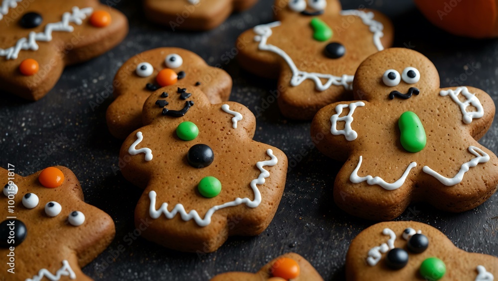 Gingerbread Halloween cookies with festive shapes. Gingerbread Halloween cookies with festive shapes.