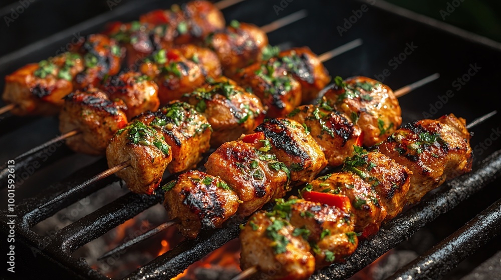 grilled chicken tikka skewers infused with spices and herbs over a charcoal fire, offering a delicious and smoky meal for barbecue lovers and fans of Indian cuisine grilled chicken tikka skewers infused with spices and herbs over a charcoal fire, offering a delicious and smoky meal for barbecue lovers and fans of Indian cuisine