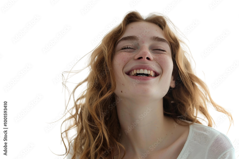 Young Woman Laughing in Pure Happiness Isolated on Transparent Background Young Woman Laughing in Pure Happiness Isolated on Transparent Background