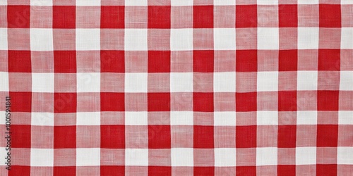 Bright Red and White Gingham Plaid Pattern