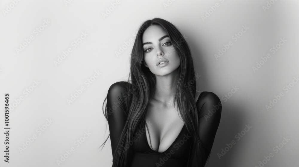 Elegant black and white portrait of a confident woman Elegant black and white portrait of a confident woman