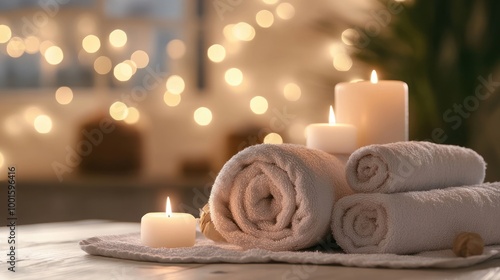 Spa Relaxation with Candles and Towels