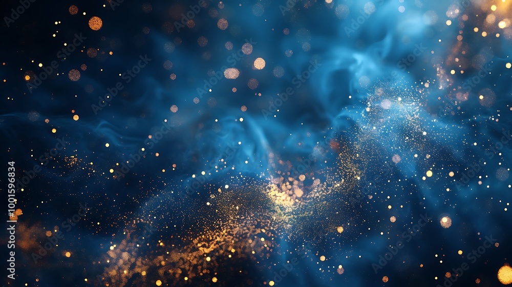 Abstract blue background with particles, lines and bokeh Abstract blue background with particles, lines and bokeh
