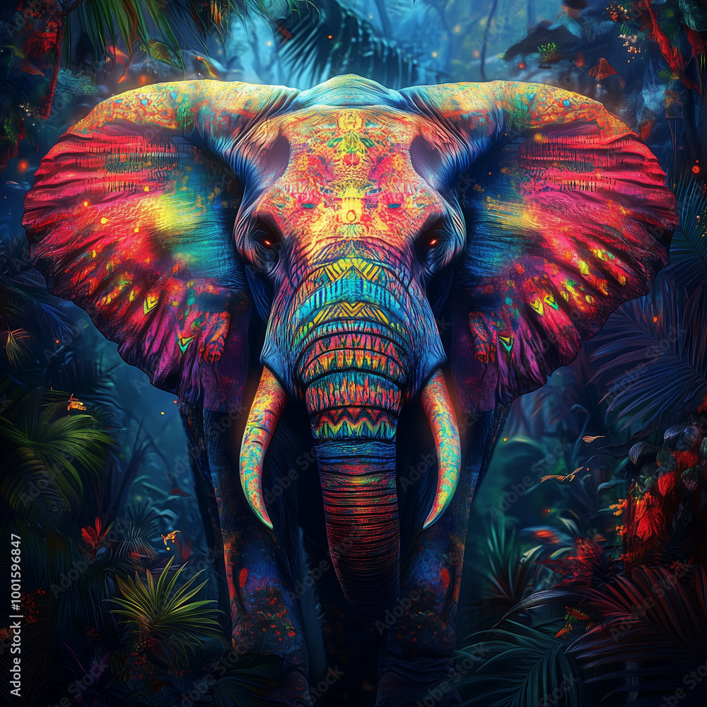 Obraz premium colorful elephant in the night