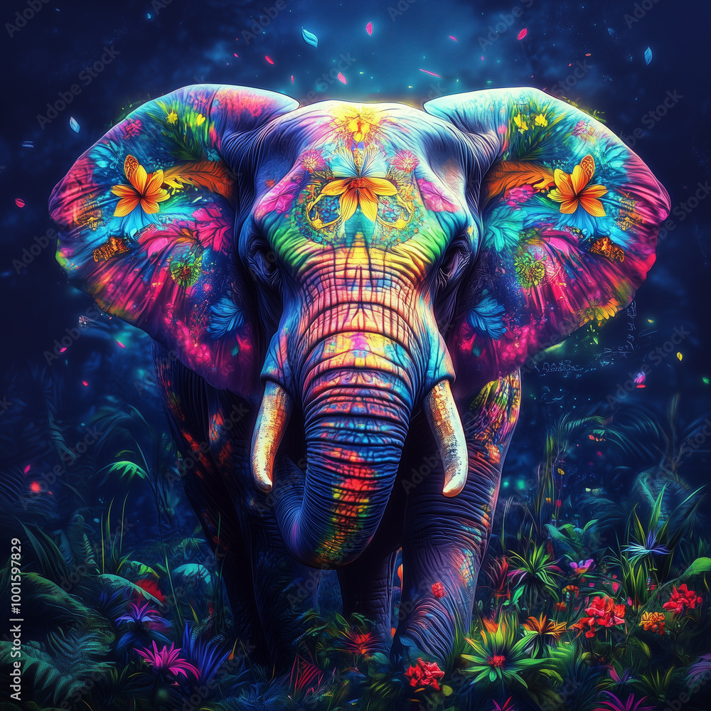 Obraz premium colorful elephant in the night