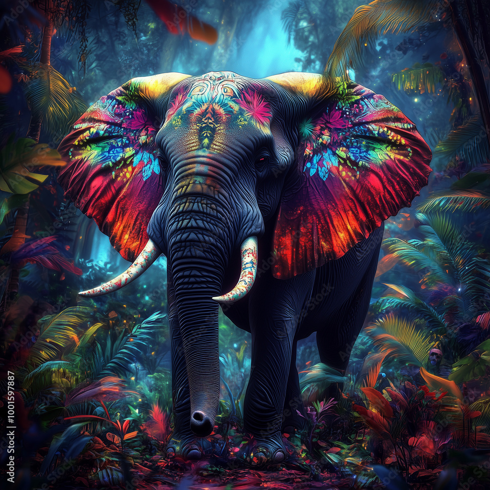 Obraz premium colorful elephant in the night