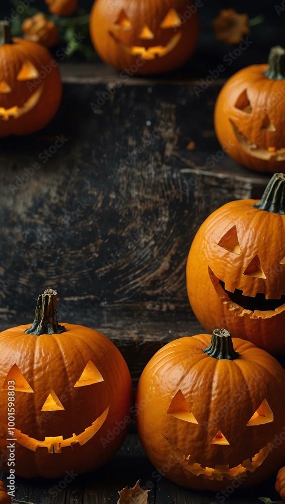 Halloween-themed pumpkins background. Halloween-themed pumpkins background.