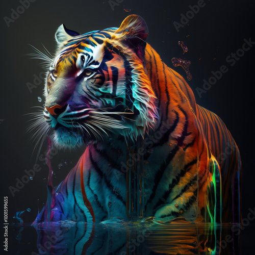 Wallpaper Mural Transform your space with a multicolor tiger spectral and a gorgeous Colorful Wildlife Torontodigital.ca