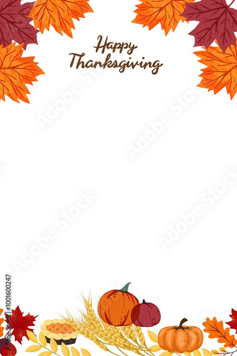 Happy Thanksgiving, Greatful with leat , Autumn Season, Festival, Pumpkin, pine for Background, Wallpaper, Template, Pattern, Card, Postcard