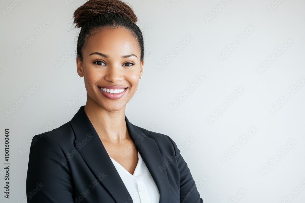 Confident Businesswoman Smiling in Blazer Confident Businesswoman Smiling in Blazer