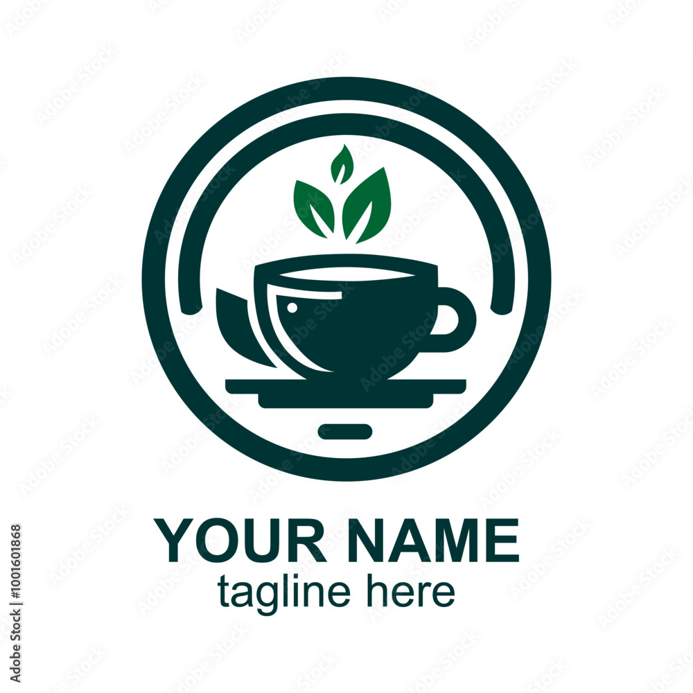 a green and white logo with a cup of coffee. a green and white logo with a cup of coffee.