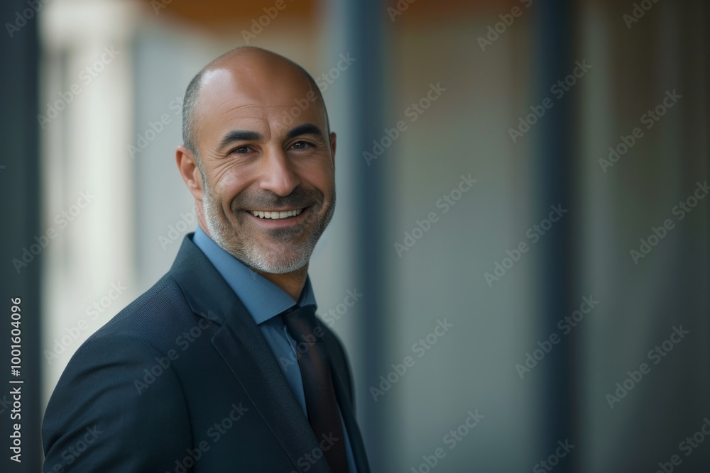 Fototapeta premium Confident Businessman Portrait: Smiling and Successful