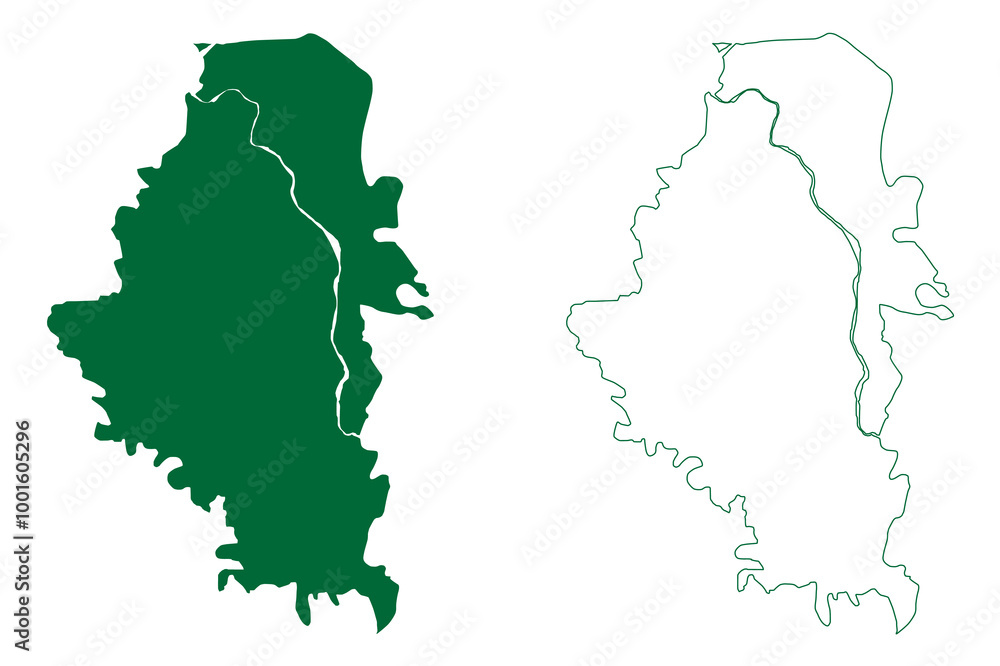 Fototapeta premium Sheohar district (Bihar State, Tirhut division, Republic of India) map vector illustration, scribble sketch Sheohar map