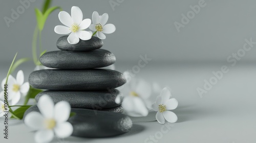 Zen Stones and Delicate Flowers