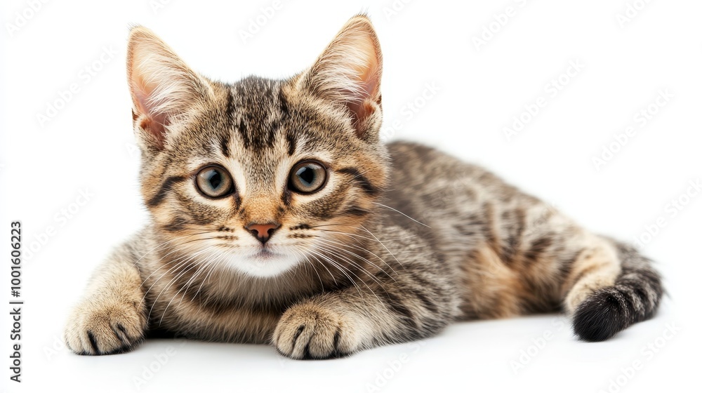 Obraz premium Cat isolated on white background composition