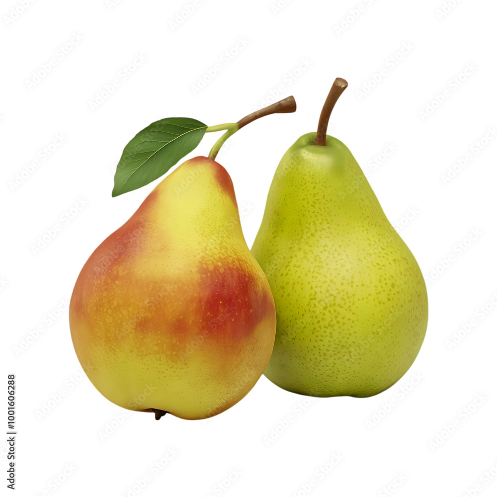 Fresh green pear fruit isolated on a transparent background by AI generative Fresh green pear fruit isolated on a transparent background by AI generative