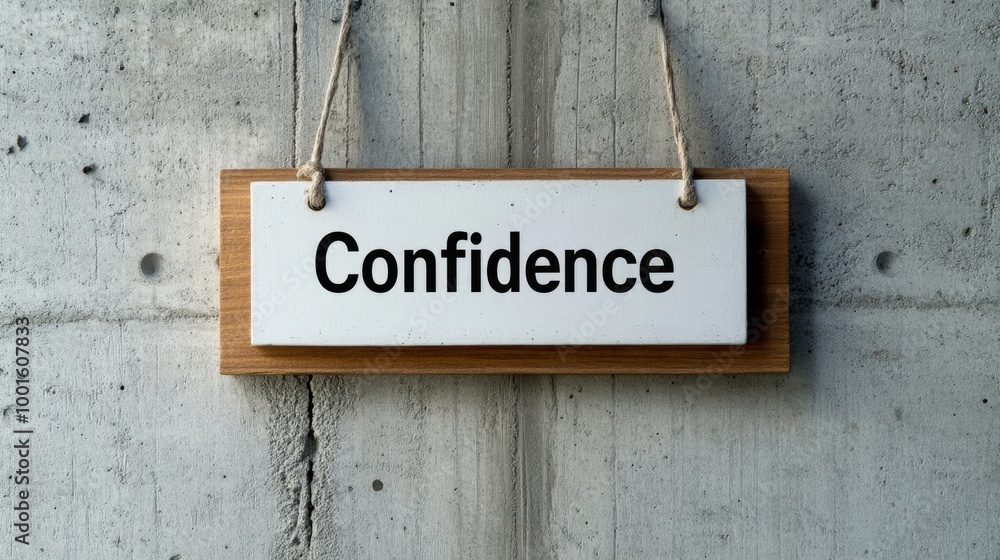 Confidence Sign on Concrete Background: Modern Minimalist Inspiration for Business Success and Personal Growth Confidence Sign on Concrete Background: Modern Minimalist Inspiration for Business Success and Personal Growth