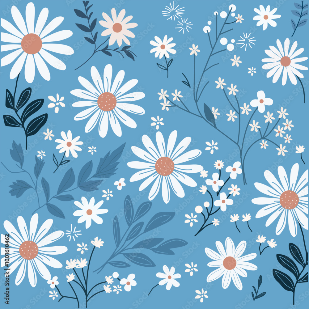 Seamless pattern of daisy Flower, vector botanical flower background. Abstract botany floral design. Seamless pattern of daisy Flower, vector botanical flower background. Abstract botany floral design.