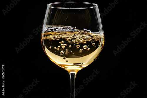 White Wine Glass On Black B...