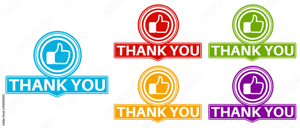 set trendy stylish colorful thank you labels icon. thumbs up symbol sign social media template design vector illustration set trendy stylish colorful thank you labels icon. thumbs up symbol sign social media template design vector illustration