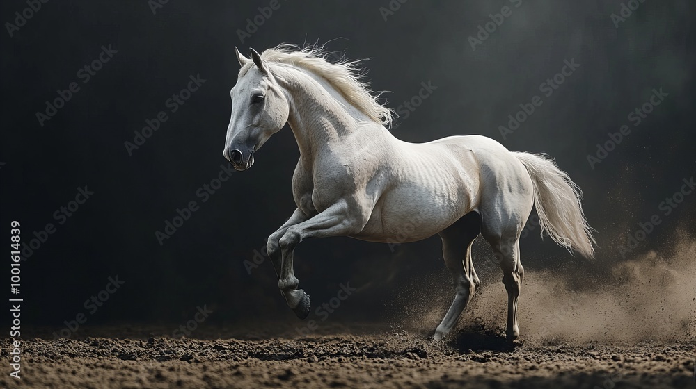 Obraz premium white horse running