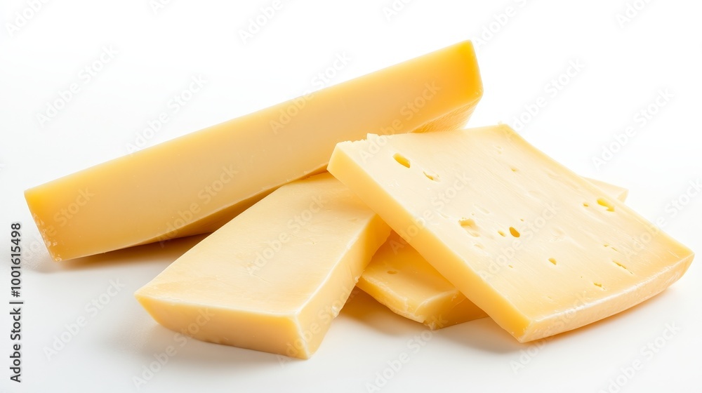 Cutting slice cheese isolated on white background composition Cutting slice cheese isolated on white background composition