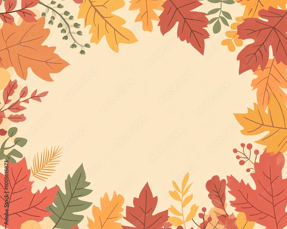 Autumn Leaves Frame Vector Illustration for design banner with white space for text Autumn Leaves Frame Vector Illustration for design banner with white space for text