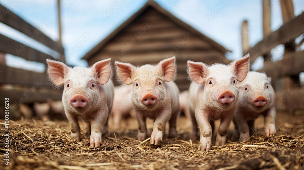 playful piglets in a barn