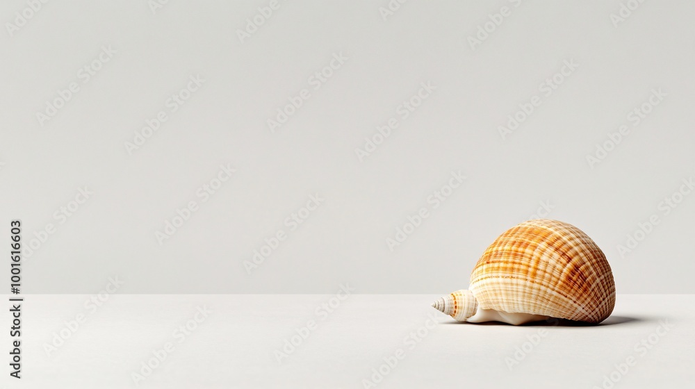 Close-up of a seashell on a minimalistic background Close-up of a seashell on a minimalistic background