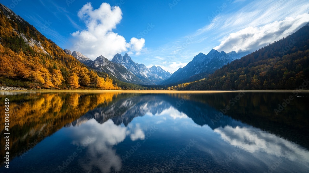Obraz premium scenic mountain lake with autumn reflections