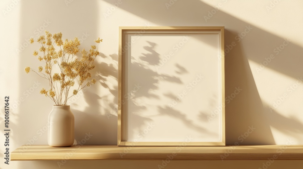 Frame mockup in beige interior background composition Frame mockup in beige interior background composition