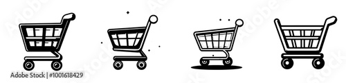 Symbolizing consumerism and retail, this illustration shows an empty shopping cart.