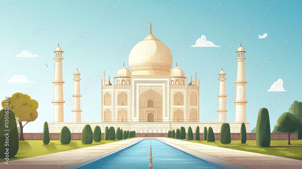 Fototapeta premium Illustration of the taj mahal during the taj mahotsav. Taj Mahal. Illustration