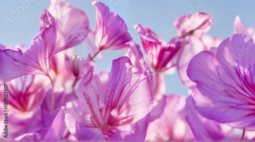 A close-up of delicate, semi-translucent flower petals in shades of pink and purple.