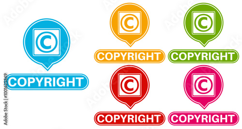 Set Labels Sign copyright. protection symbols sticker intellectual property template design vector illustration