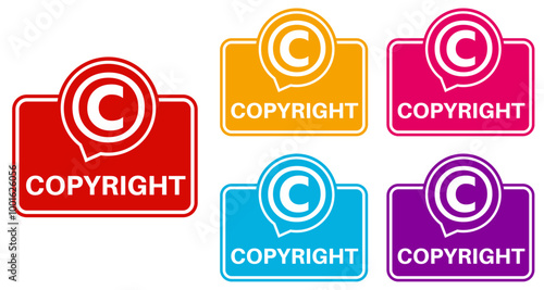Set Labels Sign copyright. protection symbols sticker intellectual property template design vector illustration