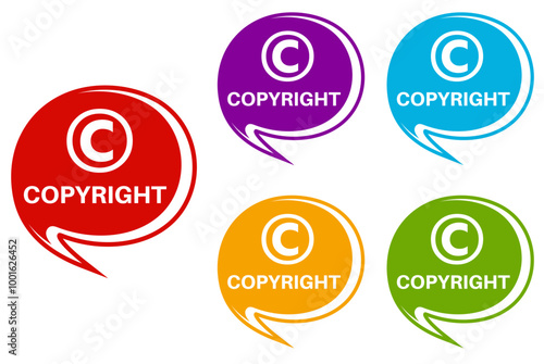 Set Labels Sign copyright. protection symbols sticker intellectual property template design vector illustration