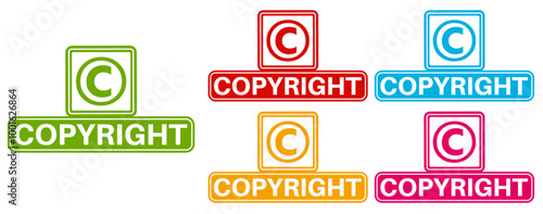 Set Labels Sign copyright. protection symbols sticker intellectual property template design vector illustration
