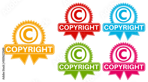 Set Labels Sign copyright. protection symbols sticker intellectual property template design vector illustration